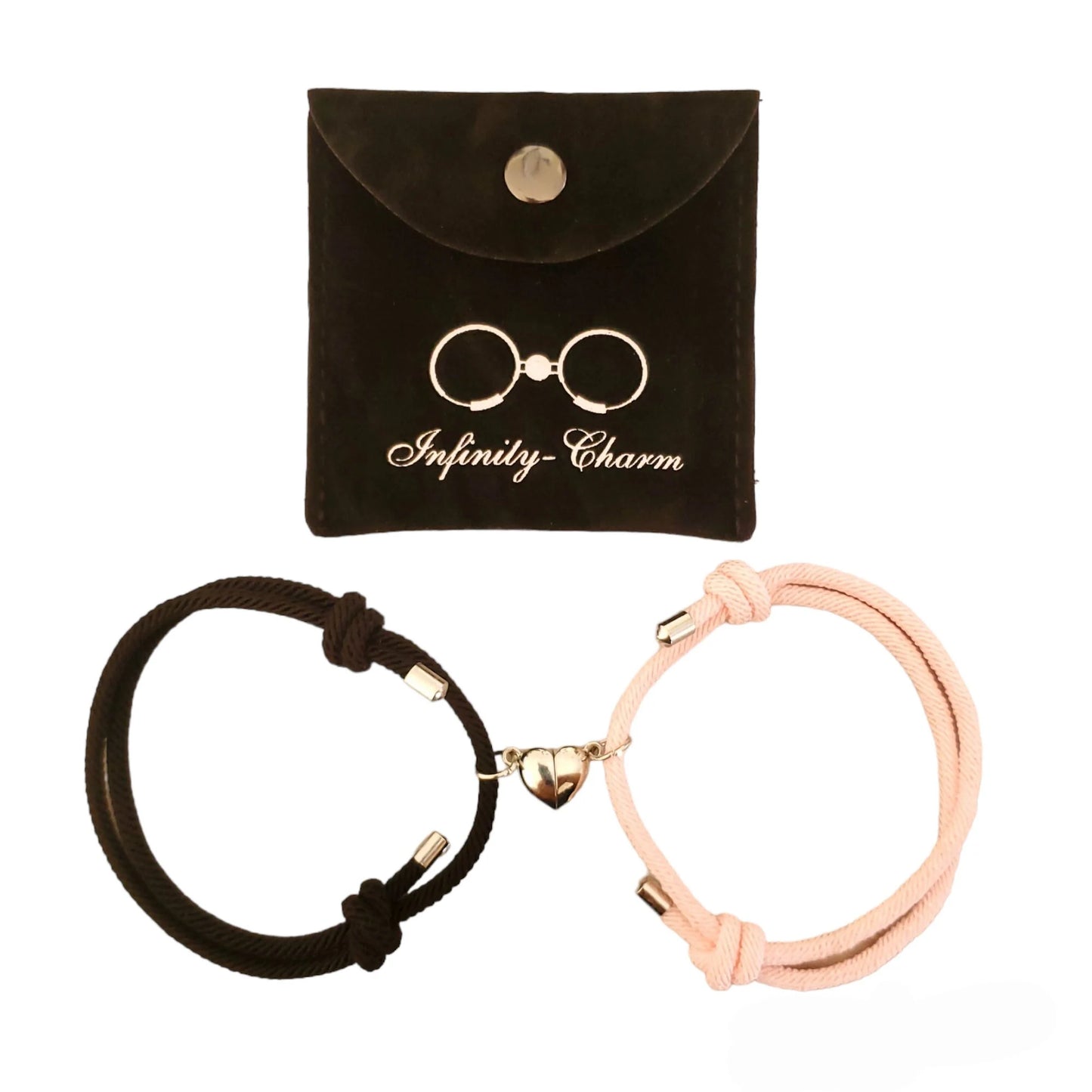 Magnetic Heart Bracelets PINK-BLACK – A Stylish Symbol of Unity