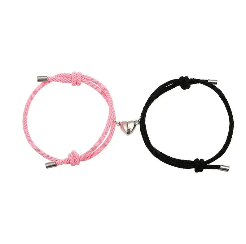 Magnetic Heart Bracelets PINK-BLACK – A Stylish Symbol of Unity