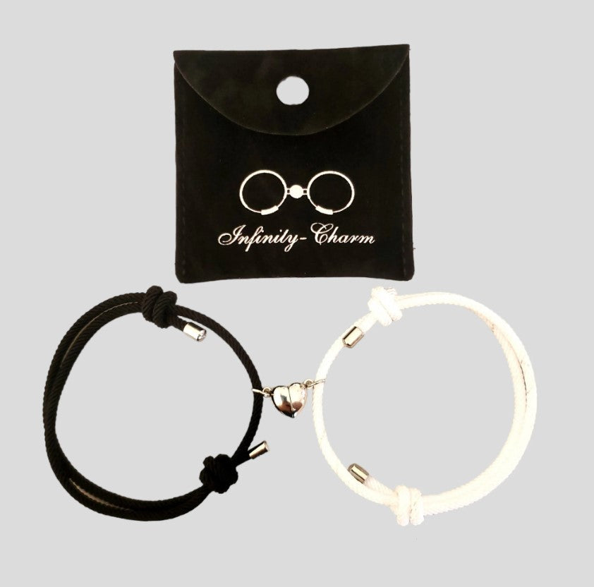 Magnetic Heart Bracelets WHITE-BLACK – Embrace Balance and Unity