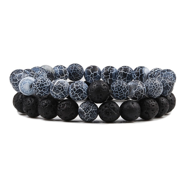 Natural Lava Stone Couples Bracelet