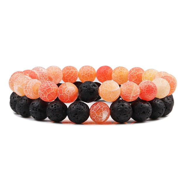 Natural Lava Stone Couples Bracelet